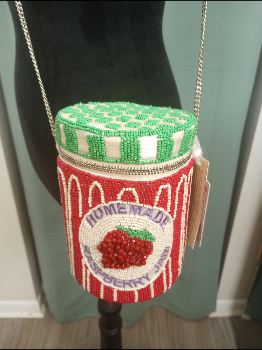 Handcrafted Strawberry Jam Beaded Crossbody Bag!.